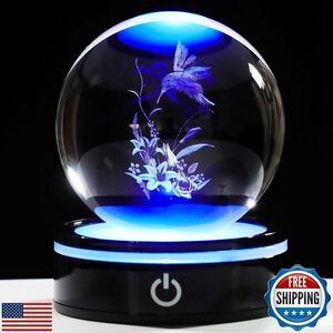 Hummingbird Figurine Crystal Ball with Light Base, Hummingbird Gifts